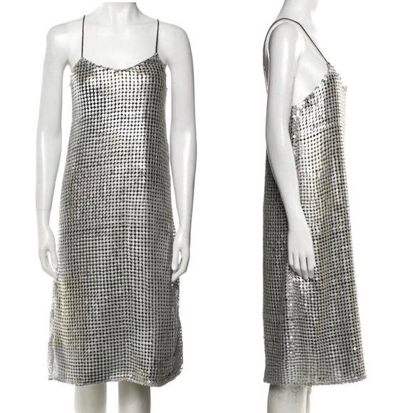 DODO BAR OR Etta Silver Metallic Sequin Spaghetti Strap Midi Slip Dress small - Picture 5 of 13